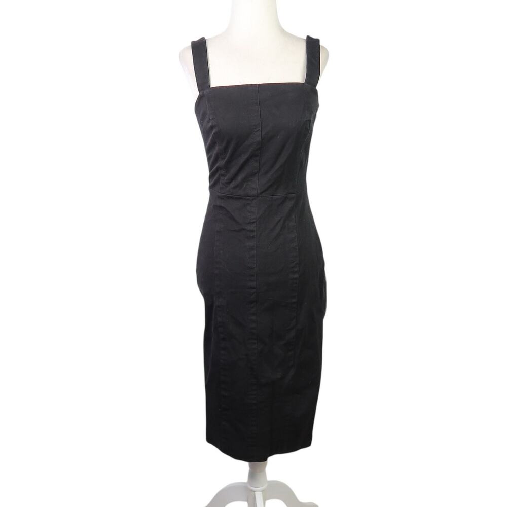 Banana Republic Black Cotton Blend Midi Tank Bodycon Dress 0